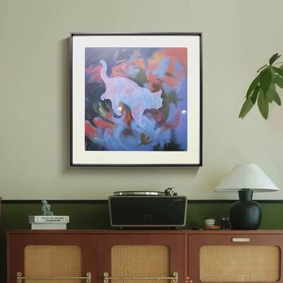 Cute kitten Elegant Printed Oil Painting Floral Bouquet Art