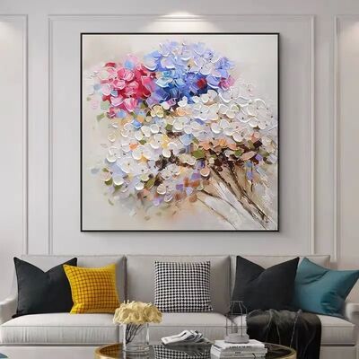 Hand Painted 3D Relief Abstract Landscape Oil Painting on Canvas Wall Art with Customized Size