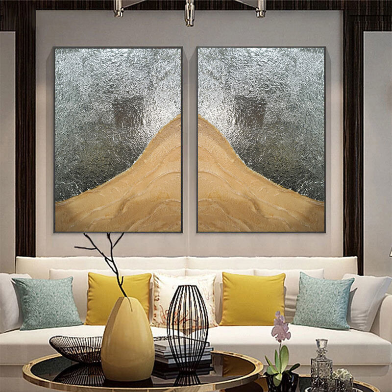 MJSP Luxury Modern Hand Painted Oil Painting with 3D Relief Matte Texture Abstract Landscape Canvas Wall Art Customizable Size